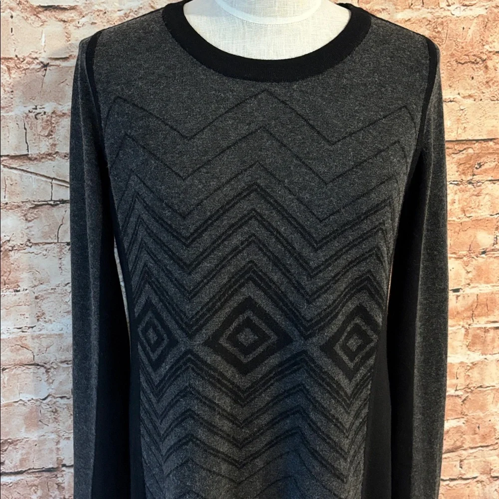 Prana “Delia” Black and Gray Sweater Dress with Geometric Pattern - Picture 3 of 13